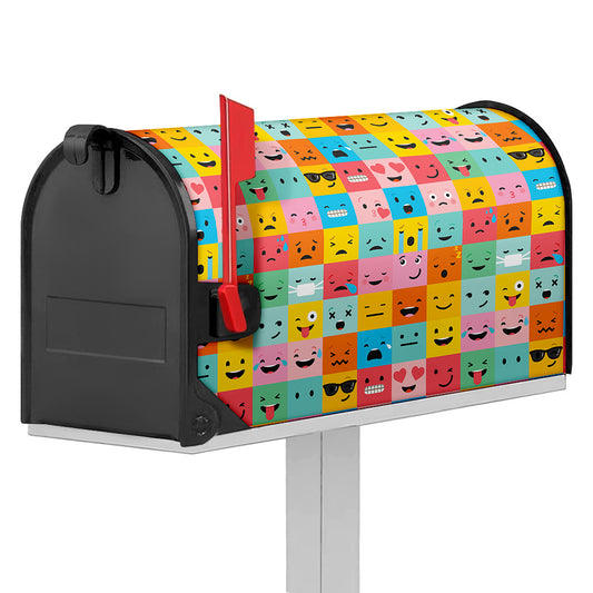 Colorful Emoji Pattern Print Mailbox Cover