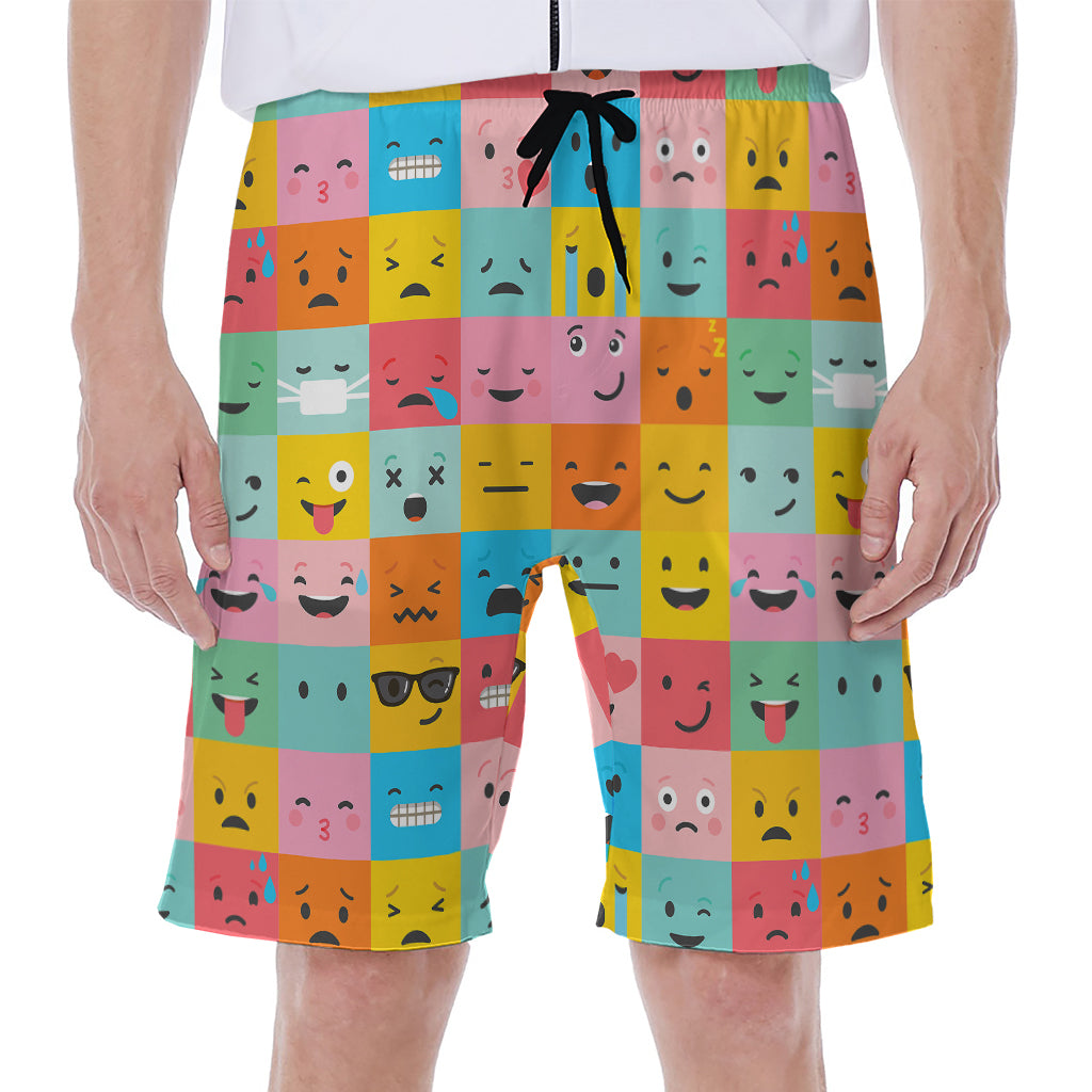 Colorful Emoji Pattern Print Men's Beach Shorts