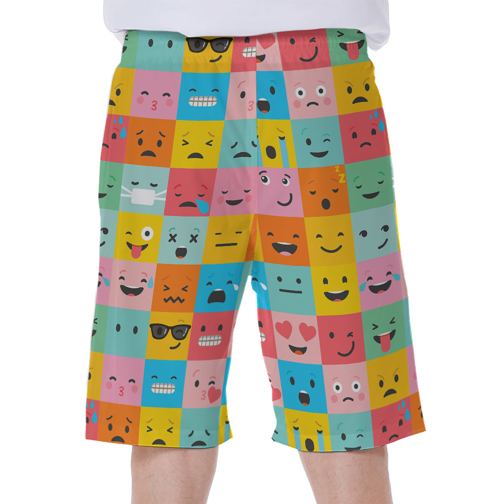 Colorful Emoji Pattern Print Men's Beach Shorts