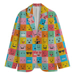 Colorful Emoji Pattern Print Men's Blazer