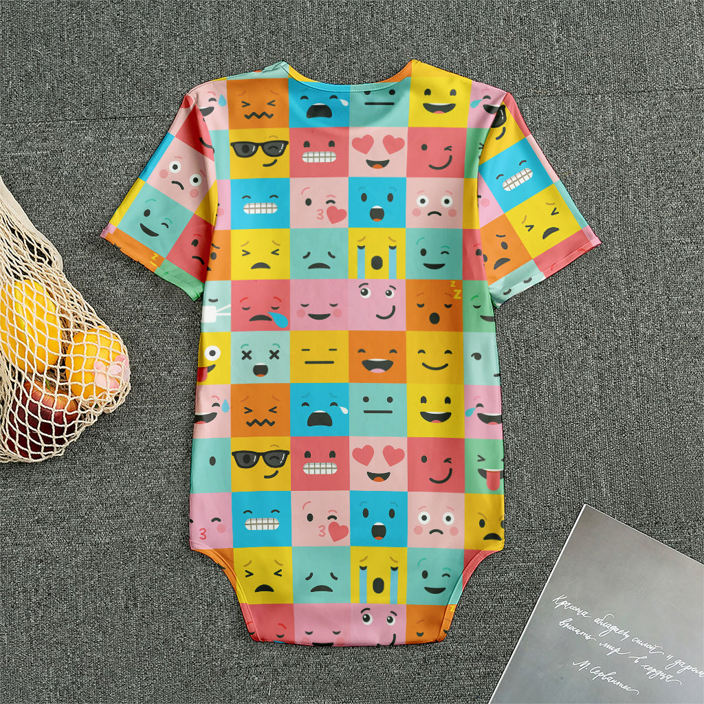 Colorful Emoji Pattern Print Men's Bodysuit