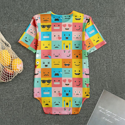 Colorful Emoji Pattern Print Men's Bodysuit