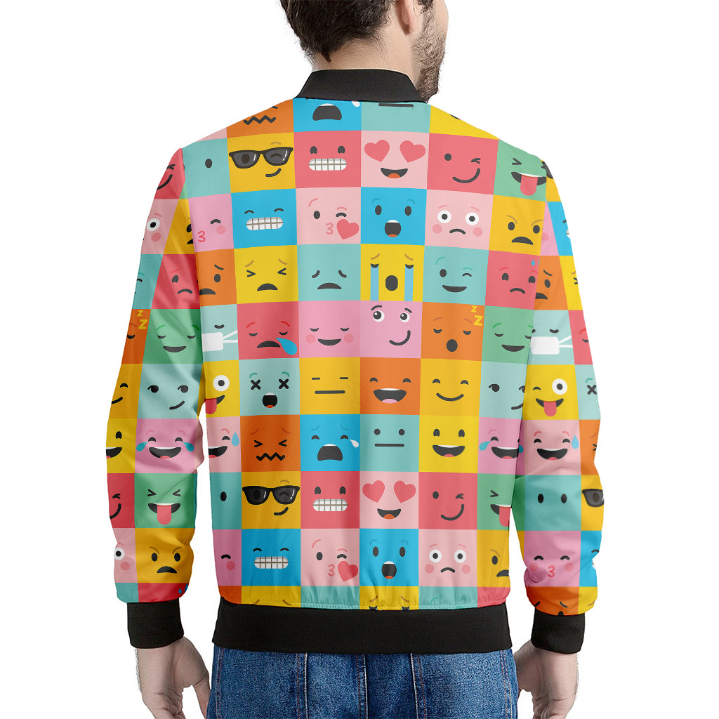 Colorful Emoji Pattern Print Men's Bomber Jacket