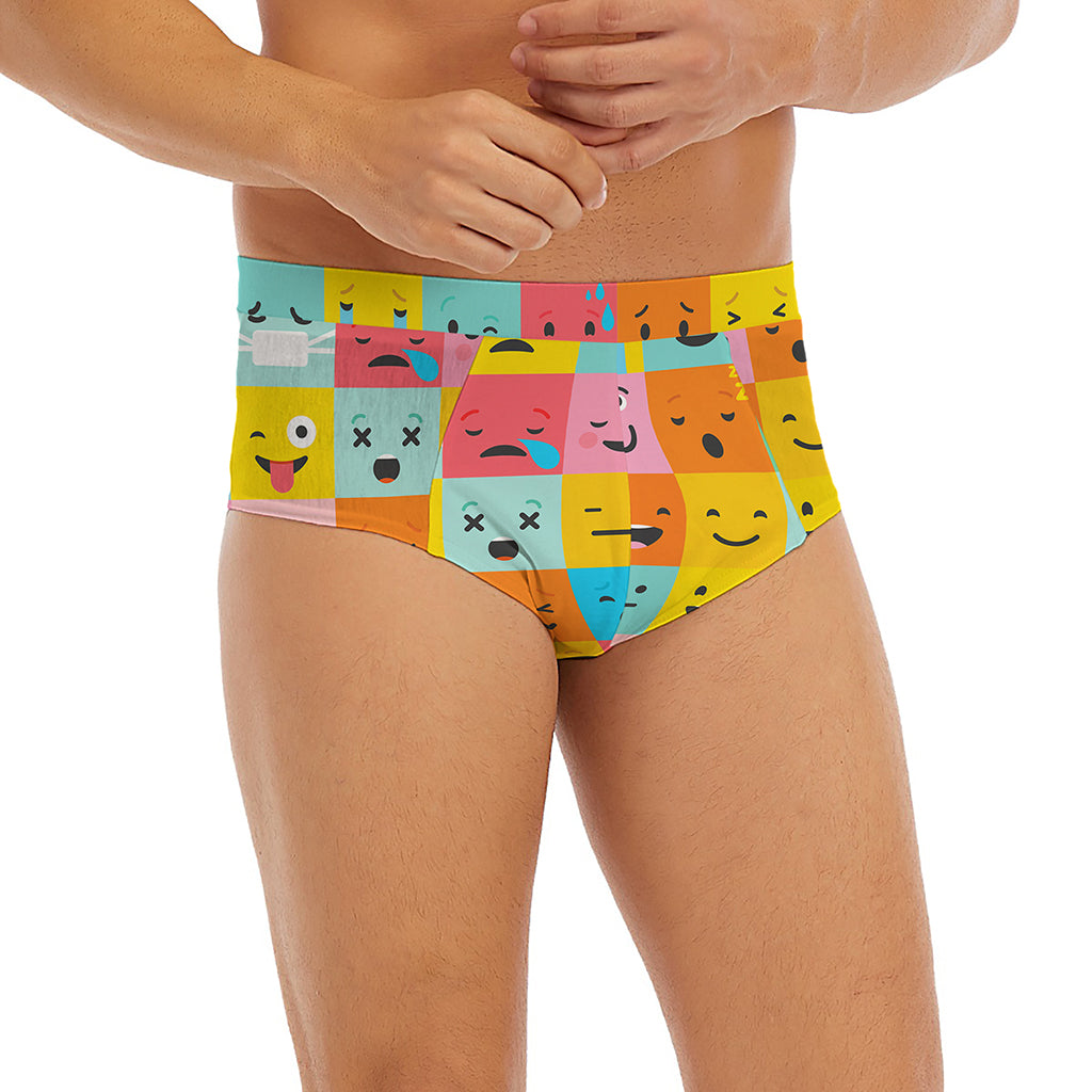 Colorful Emoji Pattern Print Men's Briefs