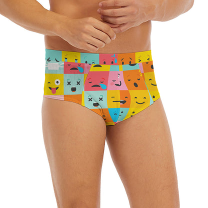 Colorful Emoji Pattern Print Men's Briefs