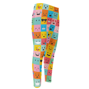 Colorful Emoji Pattern Print Men's Compression Pants