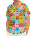 Colorful Emoji Pattern Print Men's Deep V-Neck Shirt