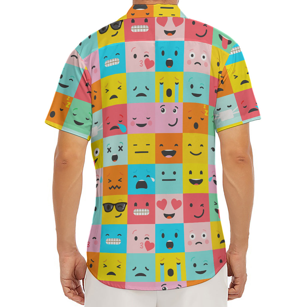 Colorful Emoji Pattern Print Men's Deep V-Neck Shirt