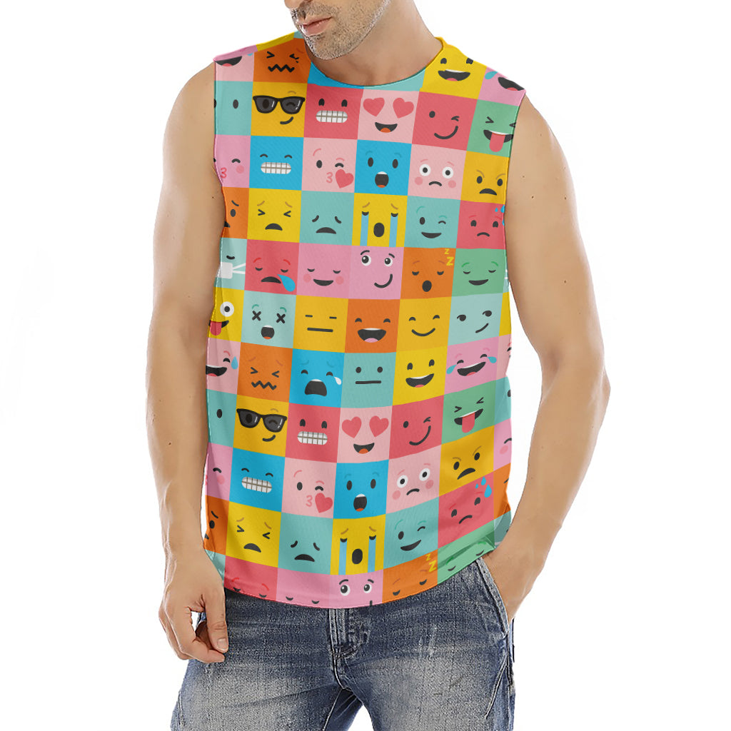 Colorful Emoji Pattern Print Men's Fitness Tank Top