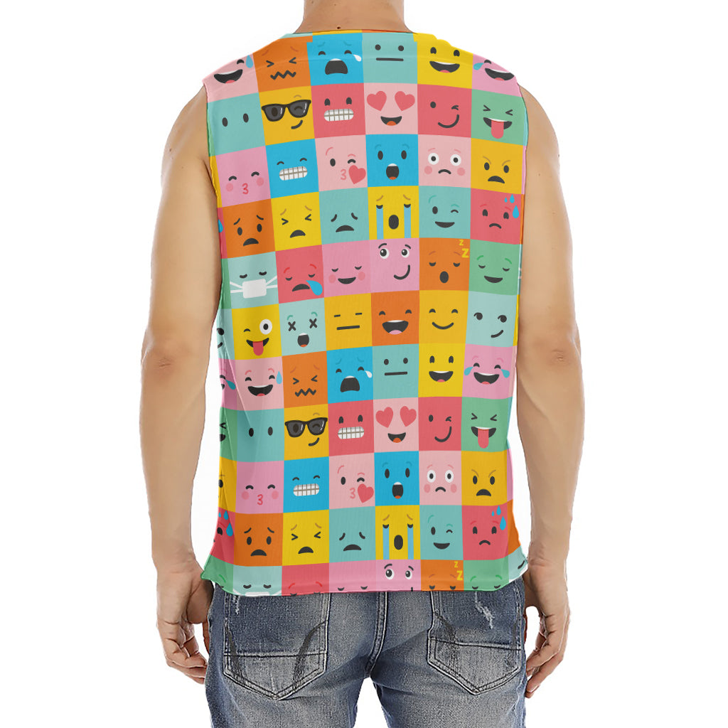 Colorful Emoji Pattern Print Men's Fitness Tank Top