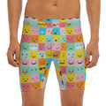 Colorful Emoji Pattern Print Men's Long Boxer Briefs