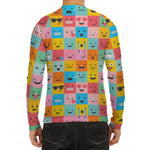 Colorful Emoji Pattern Print Men's Long Sleeve Rash Guard