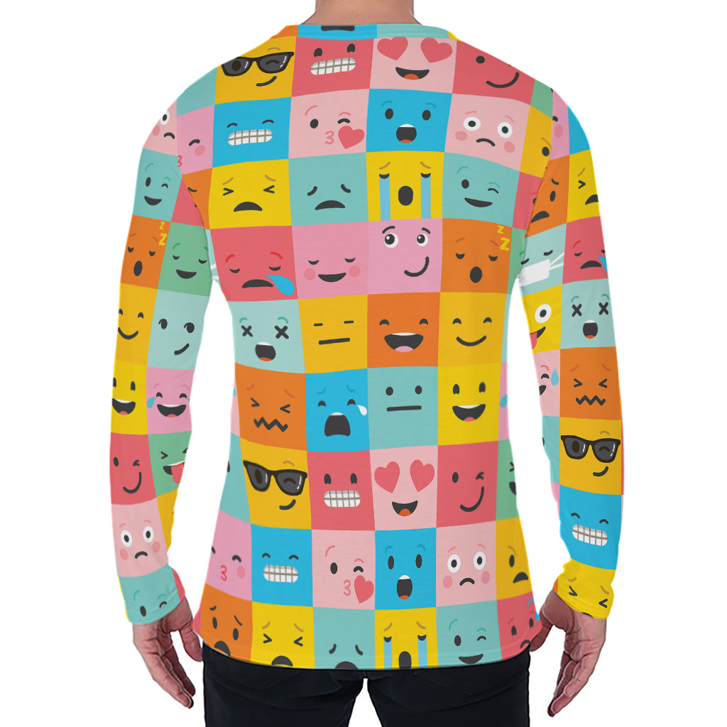 Colorful Emoji Pattern Print Men's Long Sleeve T-Shirt