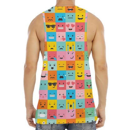 Colorful Emoji Pattern Print Men's Muscle Tank Top