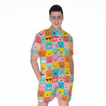 Colorful Emoji Pattern Print Men's Rompers