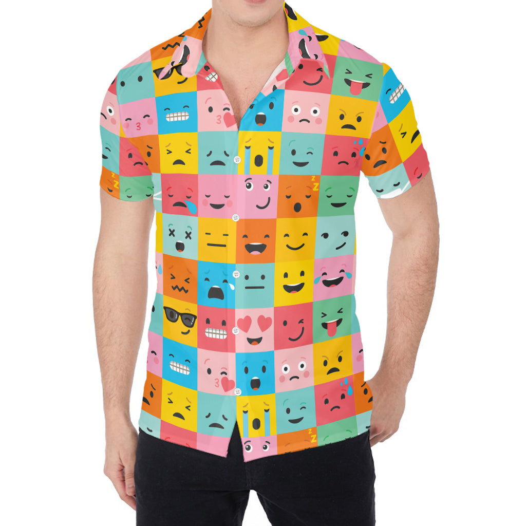 Colorful Emoji Pattern Print Men's Shirt