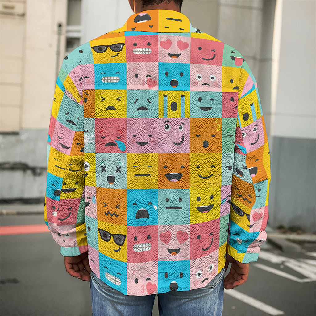 Colorful Emoji Pattern Print Men's Shirt Jacket