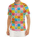 Colorful Emoji Pattern Print Men's Short Sleeve Rash Guard