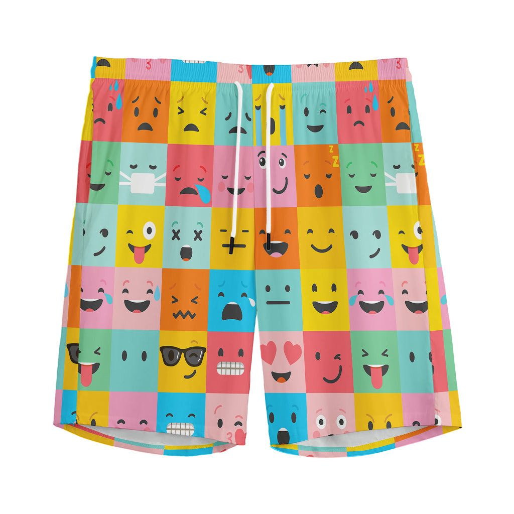 Colorful Emoji Pattern Print Men's Sports Shorts