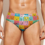 Colorful Emoji Pattern Print Men's Swim Briefs