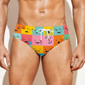 Colorful Emoji Pattern Print Men's Swim Briefs
