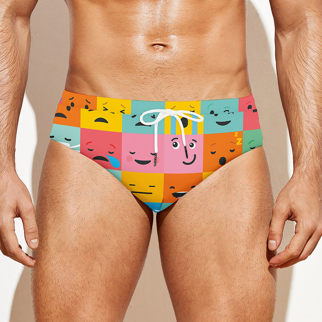 Colorful Emoji Pattern Print Men's Swim Briefs