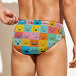 Colorful Emoji Pattern Print Men's Swim Briefs