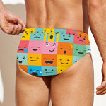 Colorful Emoji Pattern Print Men's Swim Briefs