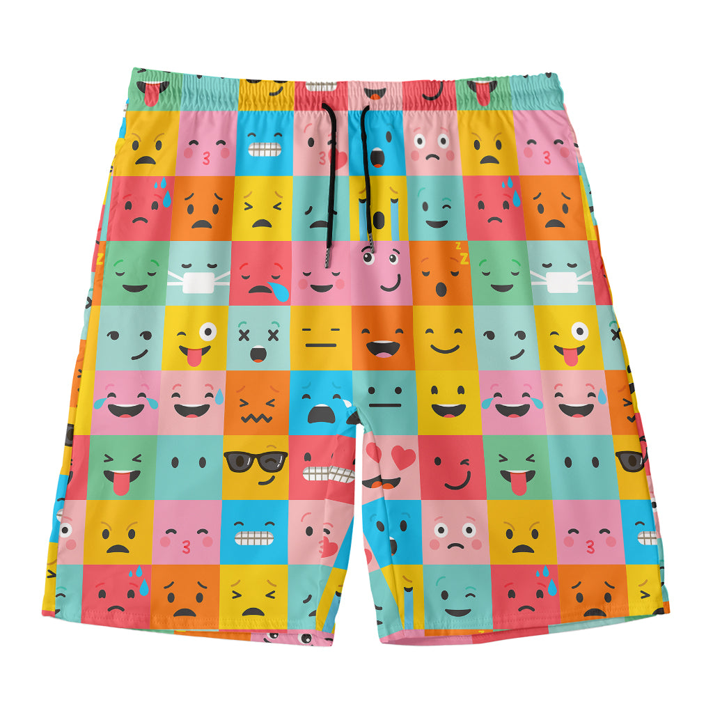 Colorful Emoji Pattern Print Men's Swim Trunks