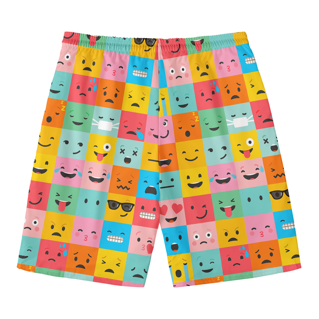 Colorful Emoji Pattern Print Men's Swim Trunks