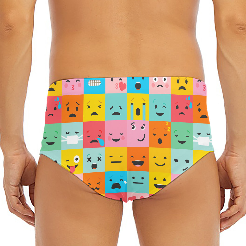 Colorful Emoji Pattern Print Men's Triangle Swim Briefs
