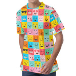 Colorful Emoji Pattern Print Men's Velvet T-Shirt