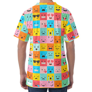 Colorful Emoji Pattern Print Men's Velvet T-Shirt