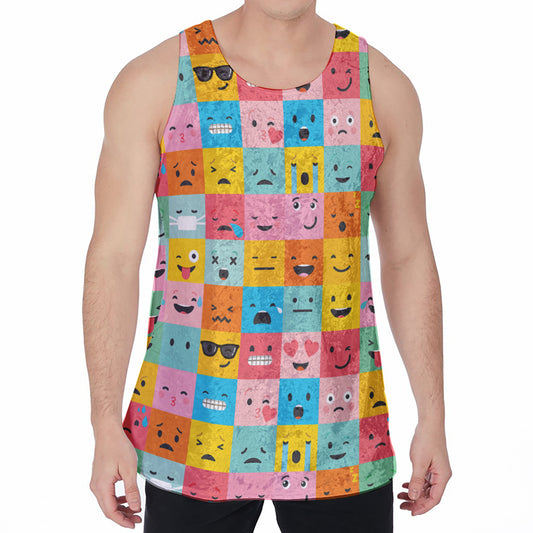 Colorful Emoji Pattern Print Men's Velvet Tank Top