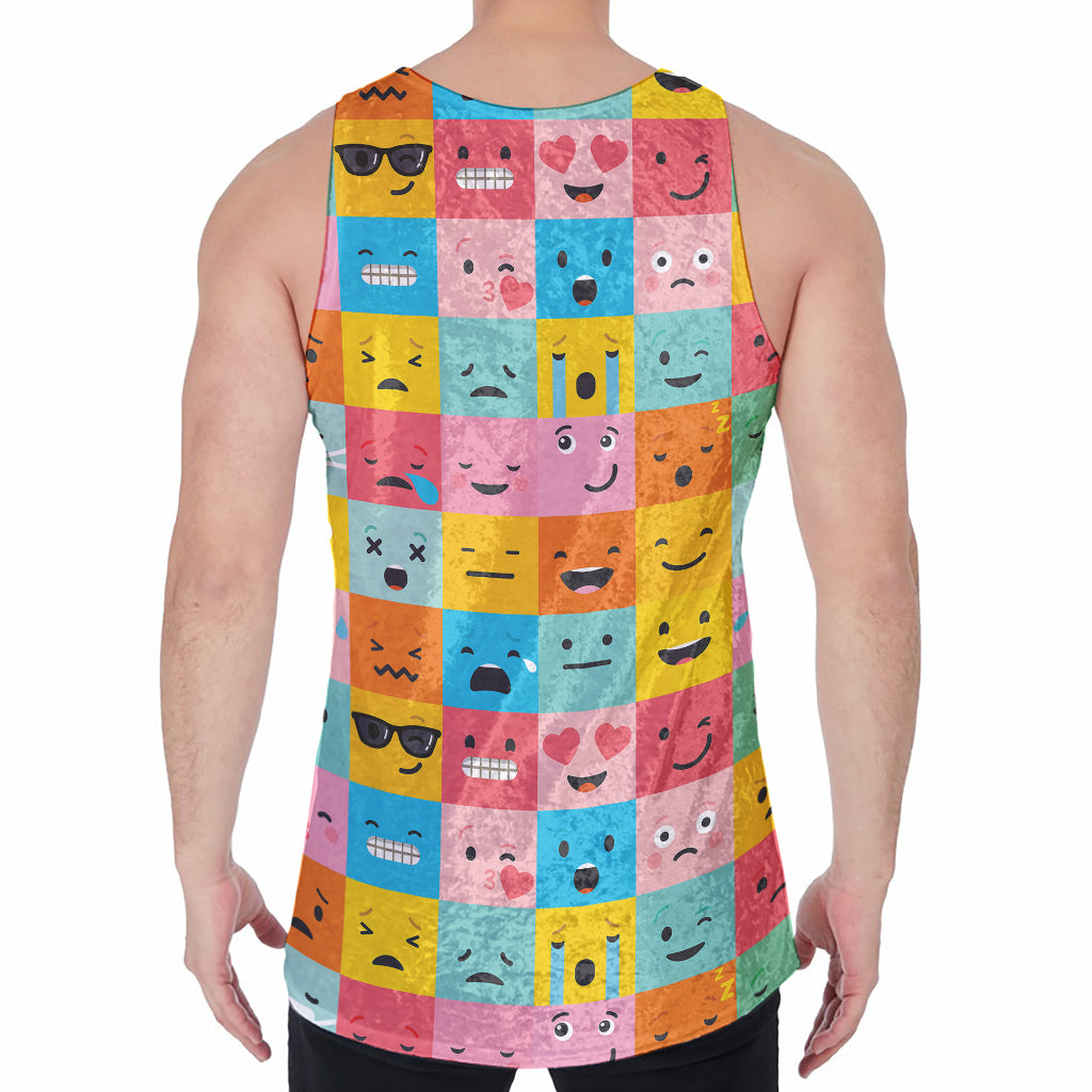 Colorful Emoji Pattern Print Men's Velvet Tank Top