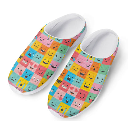 Colorful Emoji Pattern Print Mesh Casual Shoes