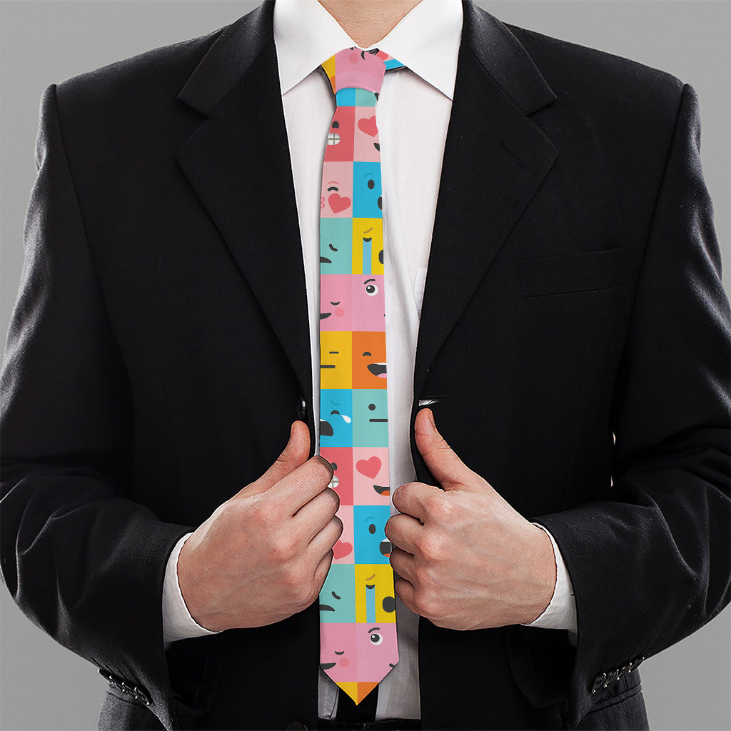 Colorful Emoji Pattern Print Necktie