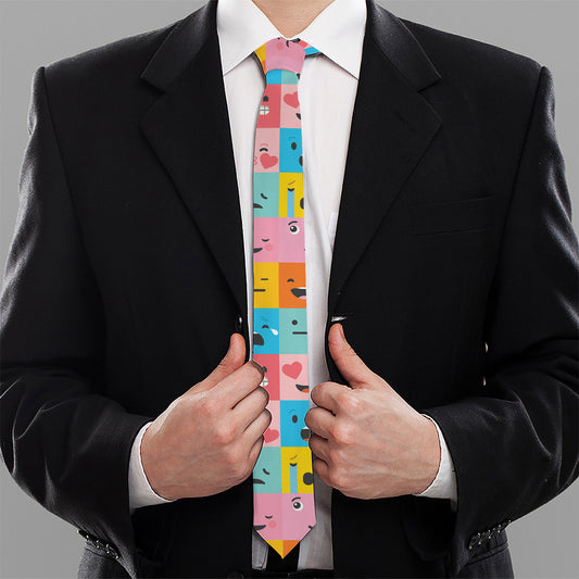 Colorful Emoji Pattern Print Necktie