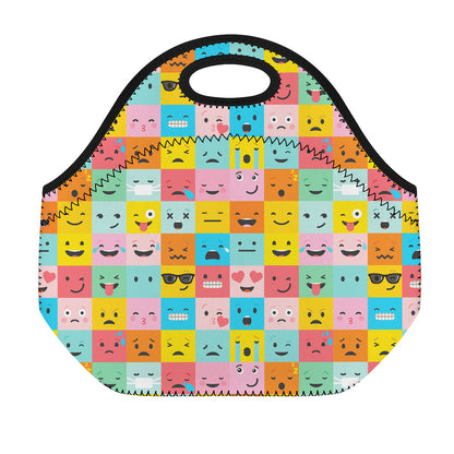 Colorful Emoji Pattern Print Neoprene Lunch Bag