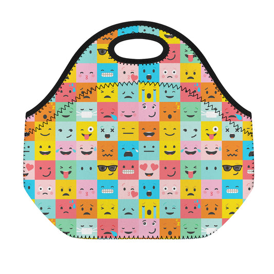 Colorful Emoji Pattern Print Neoprene Lunch Bag