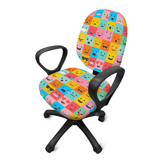 Colorful Emoji Pattern Print Office Chair Cover