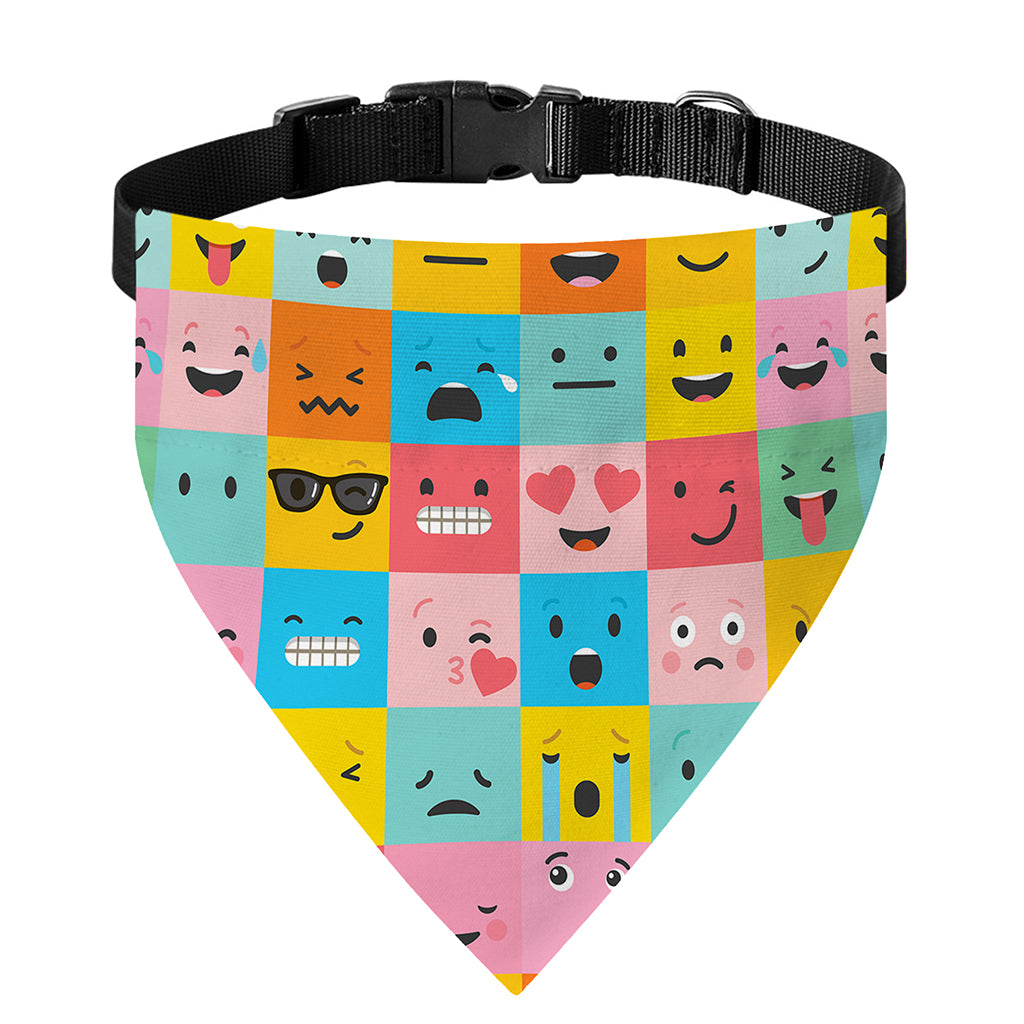 Colorful Emoji Pattern Print Over The Collar Dog Bandana