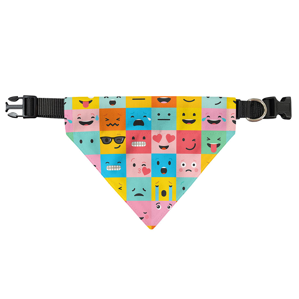 Colorful Emoji Pattern Print Over The Collar Dog Bandana