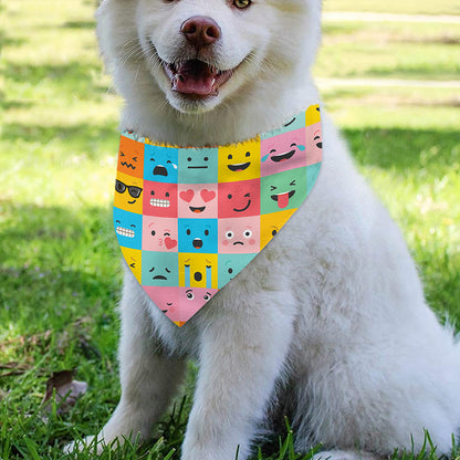 Colorful Emoji Pattern Print Over The Collar Dog Bandana
