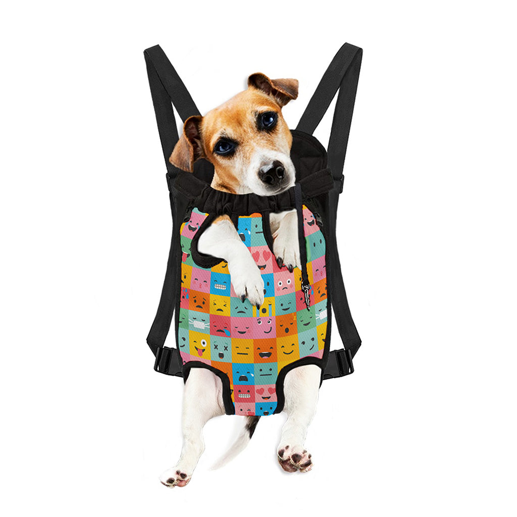 Colorful Emoji Pattern Print Pet Carrier Backpack
