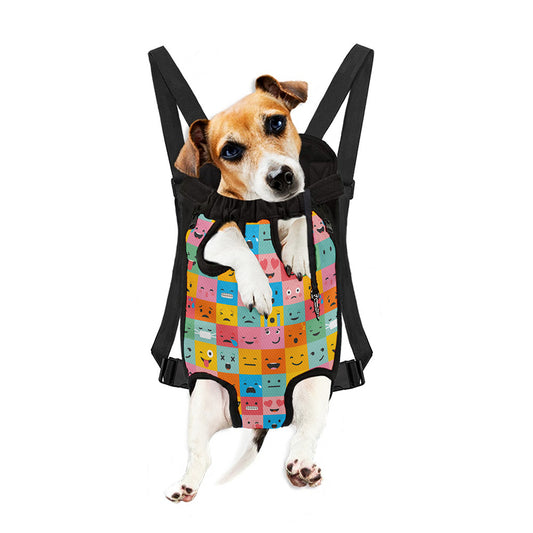 Colorful Emoji Pattern Print Pet Carrier Backpack