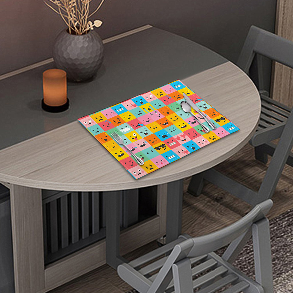 Colorful Emoji Pattern Print Placemat