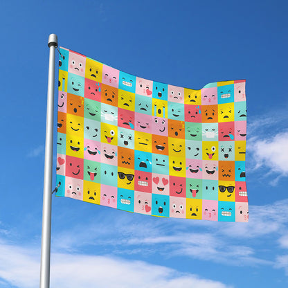 Colorful Emoji Pattern Print Polyester Flag
