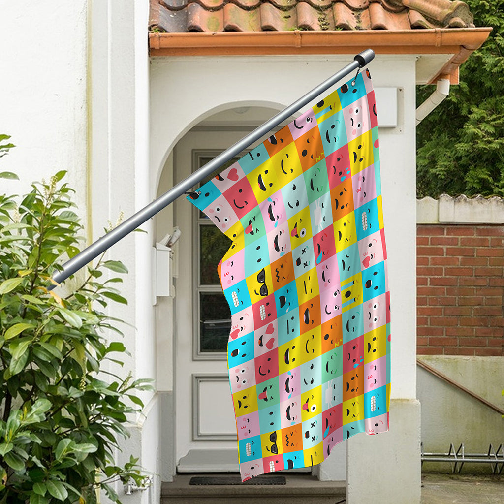 Colorful Emoji Pattern Print Polyester Flag