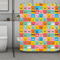 Colorful Emoji Pattern Print Polyester Shower Curtain